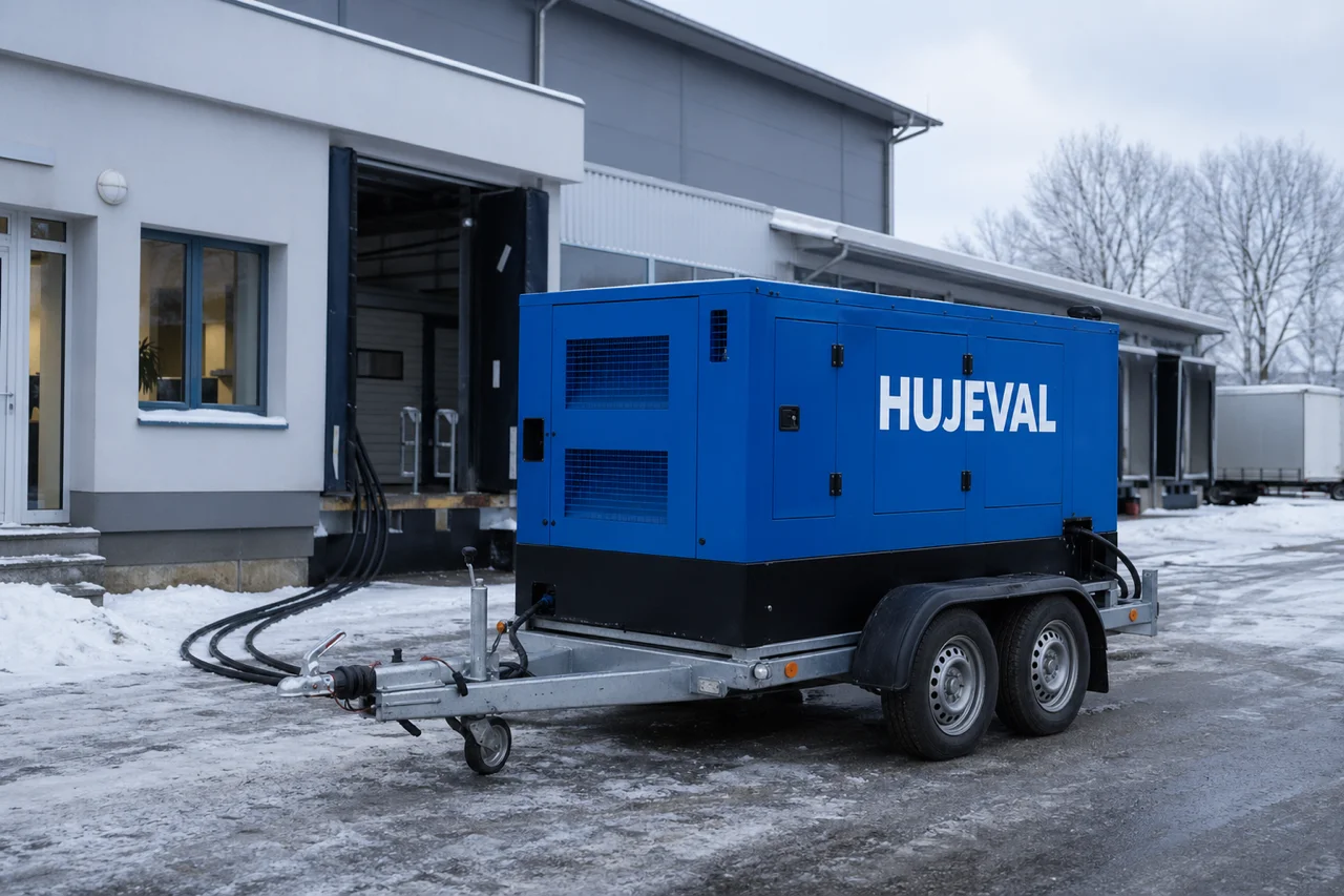 Mobilní elektrocentrála Hujeval v praxi — detail